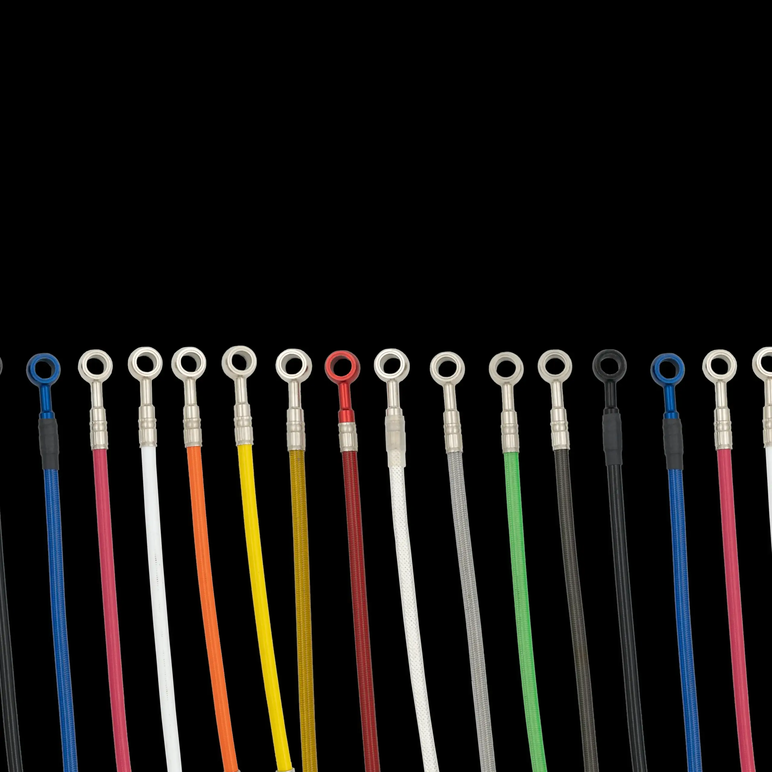 GBrakes sport bike brake lines for the Kawasaki EX500 featuring stainless steel construction and customizable colors.